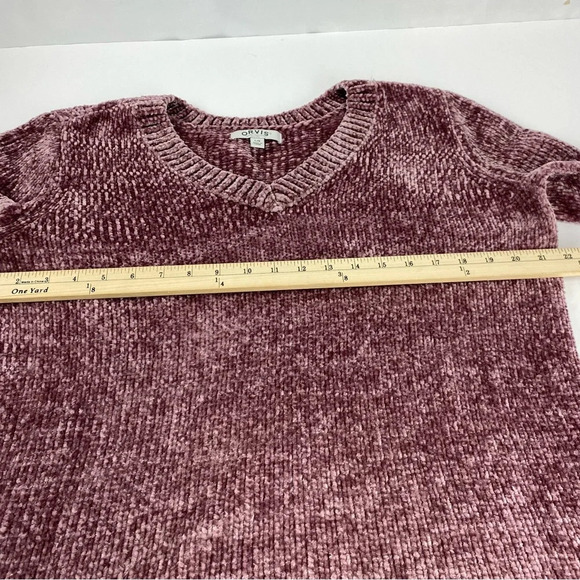 Orvis Womens Large Chenille Velvet Pullover Sweater Mauve Pink Velour V Neck - Picture 4 of 7